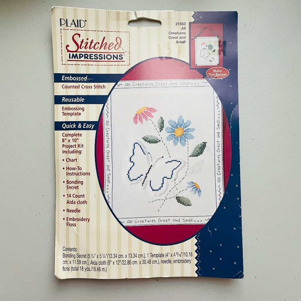 Plaid Stitched Impressions Counted Cross Stitch Kit Floral 21853 NEW